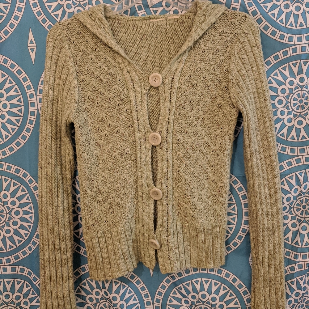 Button down hooded sweater